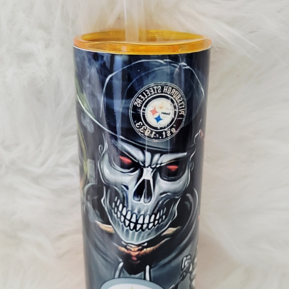 Pittsburgh Steelers Skull Tumbler - Black and Gold